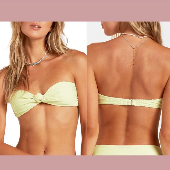 NWT Billabong‎ [ XL ] Tanline Lulu Bandeau Bikini Top in Shadow Lime - Picture 1 of 12